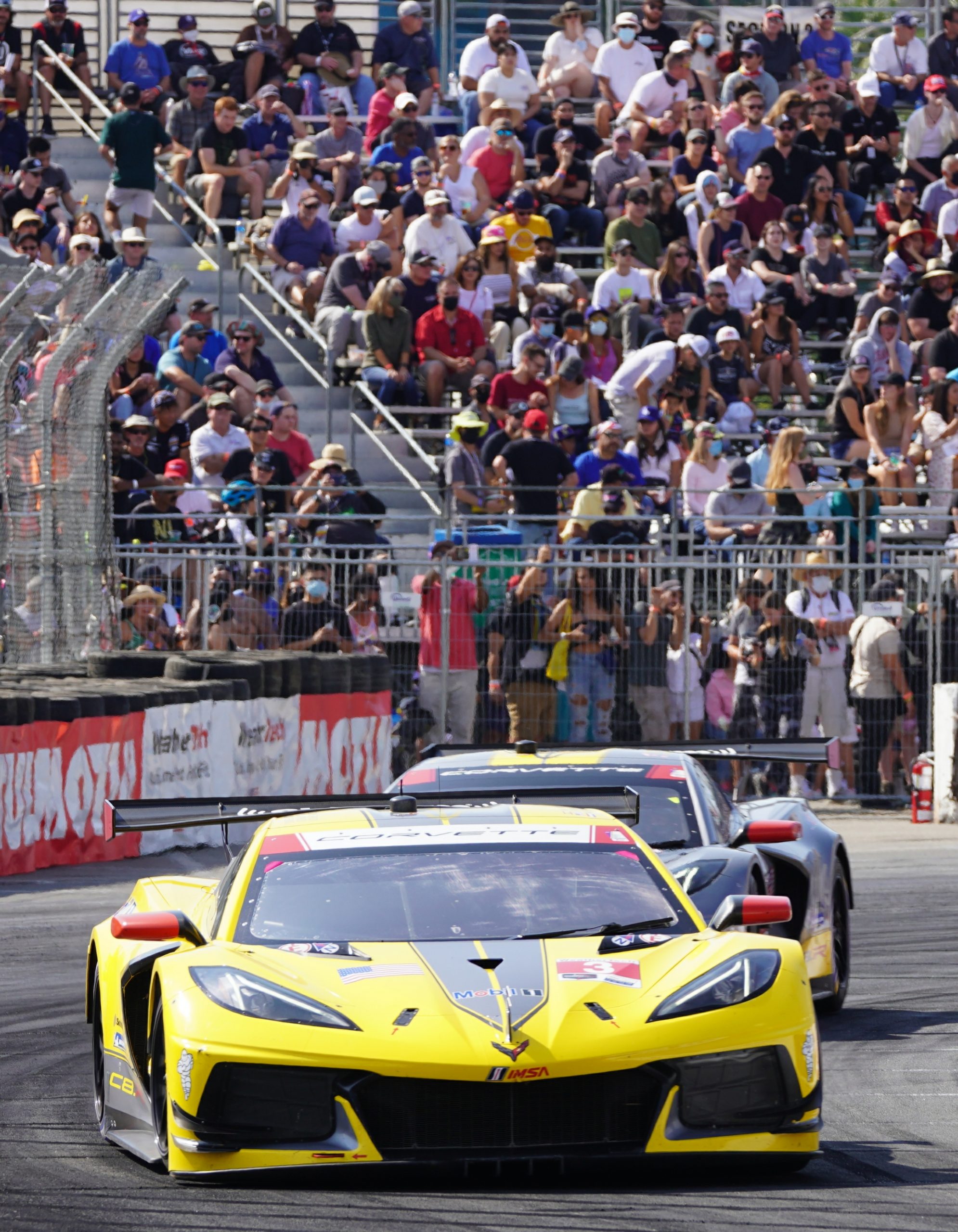 Although two thirds of the GTLM field is comprised of the Corvette C8.R race cars, the fight between the two Corvettes is always close! Here Taylor’s #3 leads his sister C8.R of Milner/Tandy.