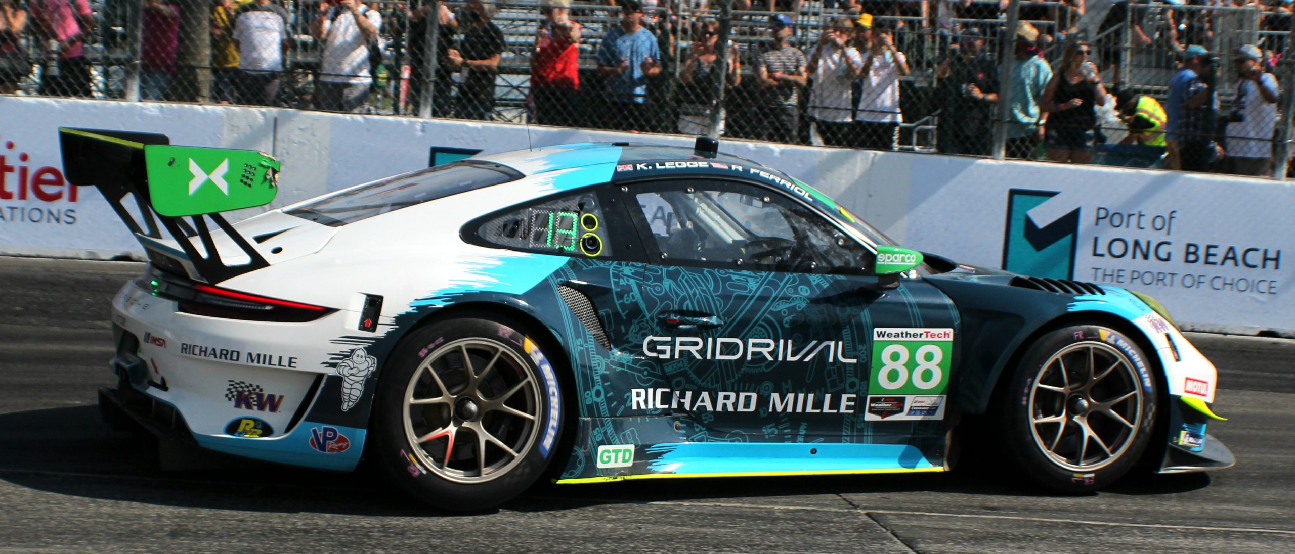 Katherine Legge shares the driving duties with Hardpoint Team owner/driver Rob Ferriol in their Porsche GT3R IMSA GTD car.