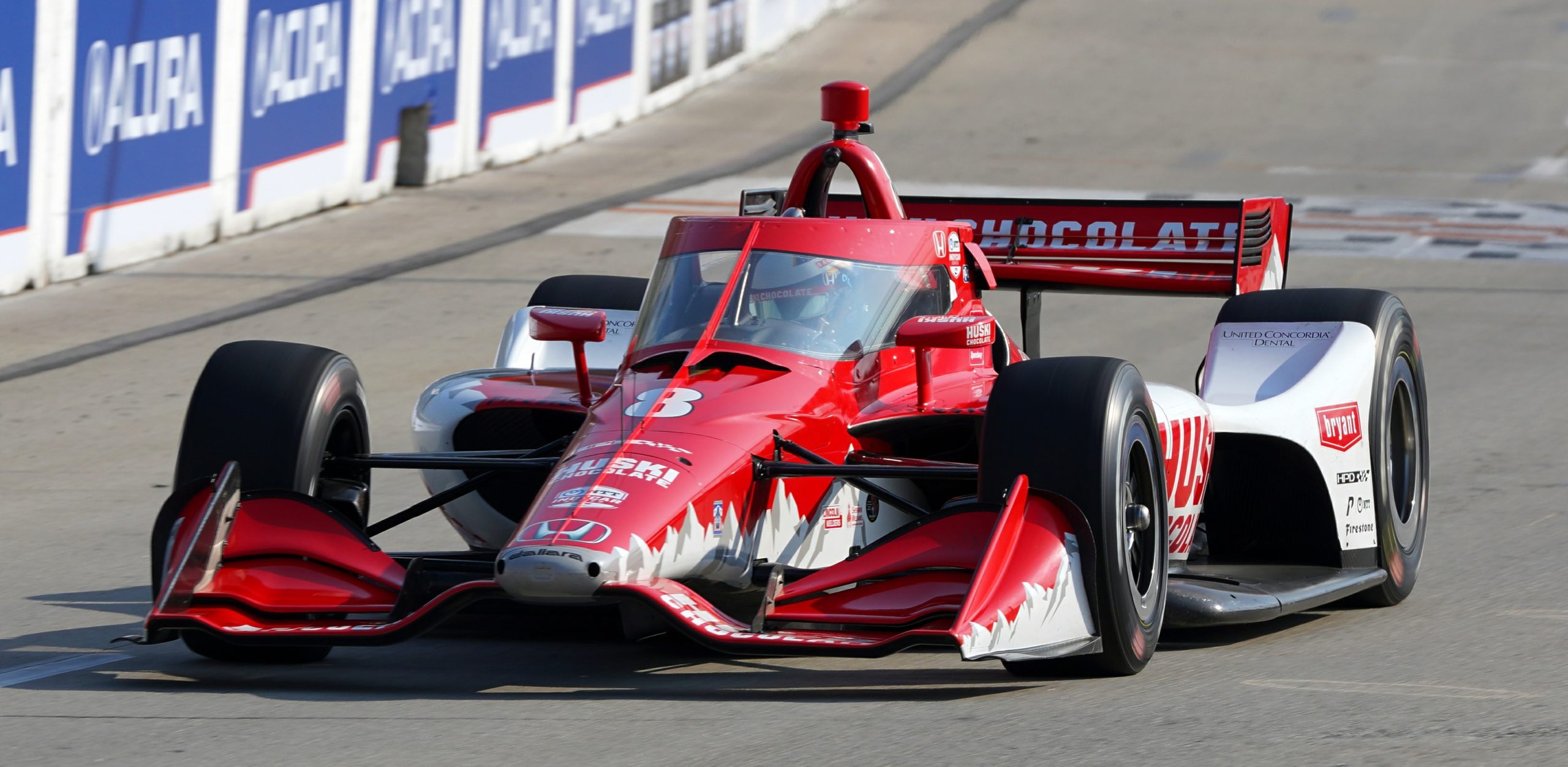 Marcus Ericsson rockets down Shoreline Drive just past the start/finish line on his way to a terminal velocity of nearly 180mph!